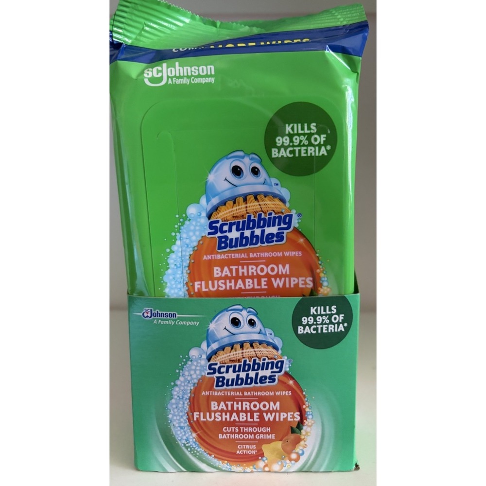 6x Scrubbing Bubbles Bathroom Flushable Wipes Cleaning Disinfecting, 36 Per Pack - Picture 3 of 6